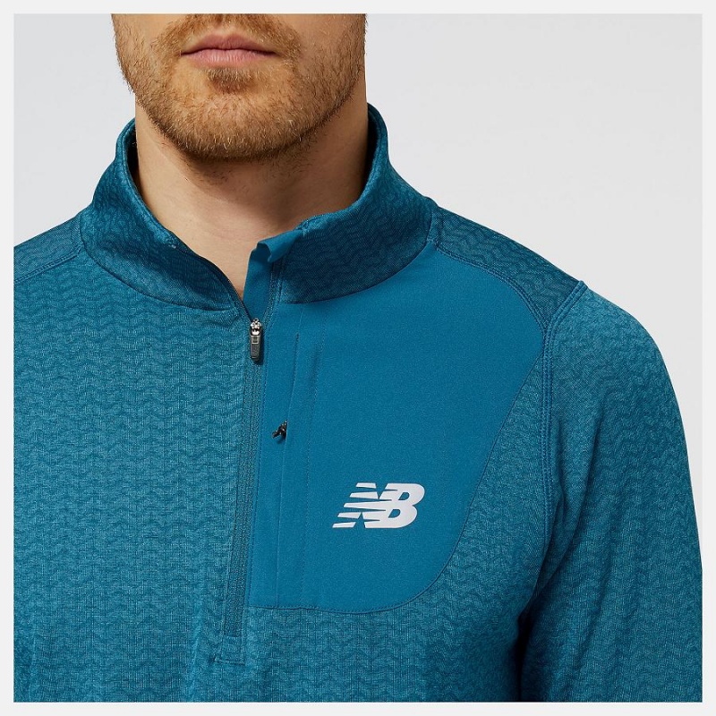 Sudadera con Capucha New Balance Heat Grid Half Zip Hombre Azules | EC 1326EX