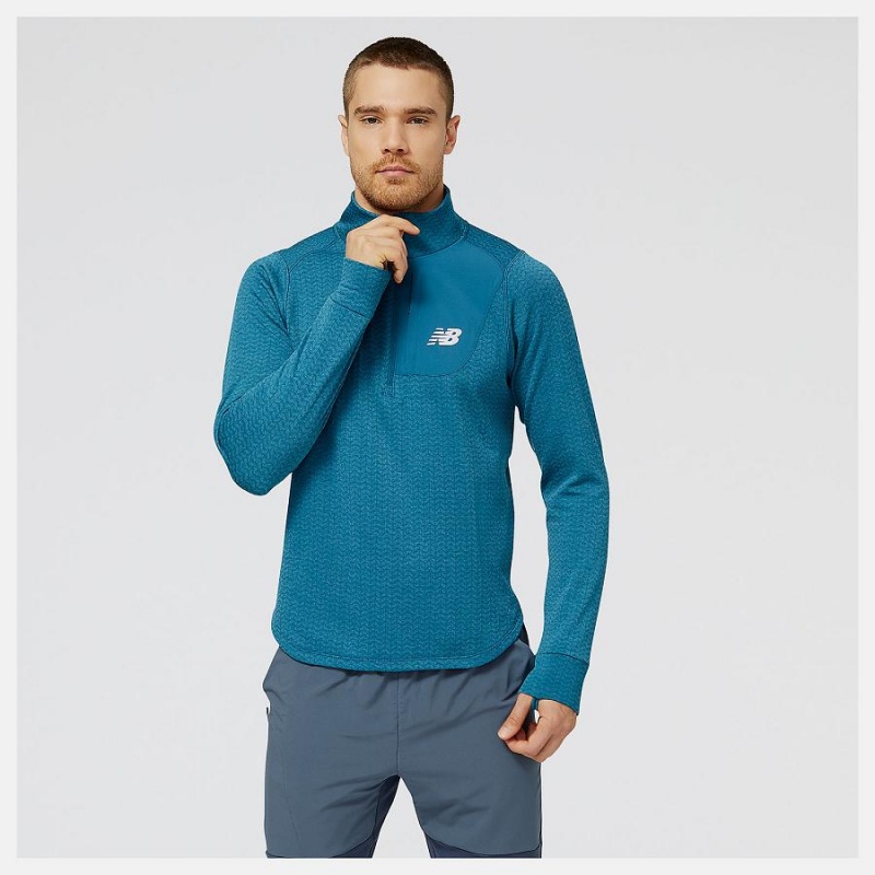 Sudadera con Capucha New Balance Heat Grid Half Zip Hombre Azules | EC 1326EX