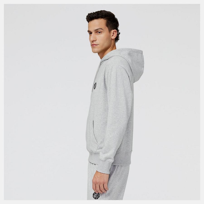 Sudadera con Capucha New Balance Hoops Fundamentals Hombre Gris | EC 1327RW