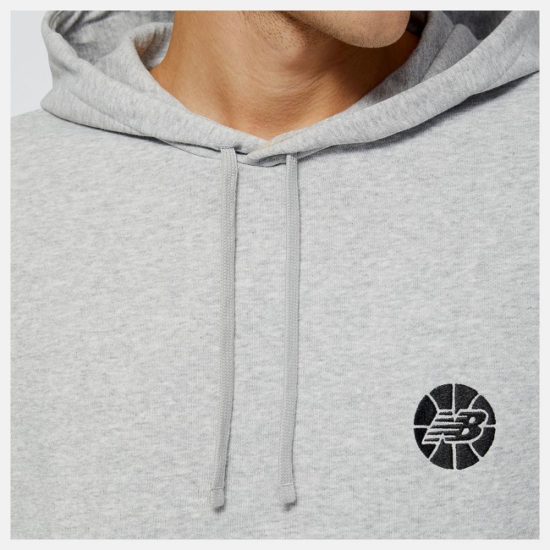 Sudadera con Capucha New Balance Hoops Fundamentals Hombre Gris | EC 1327RW