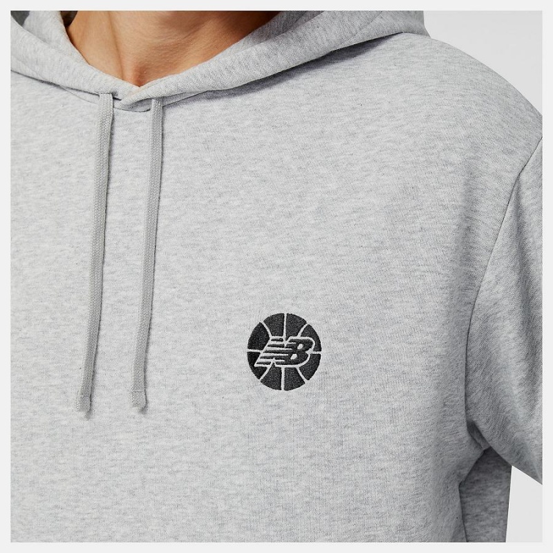 Sudadera con Capucha New Balance Hoops Fundamentals Hombre Gris | EC 1327RW