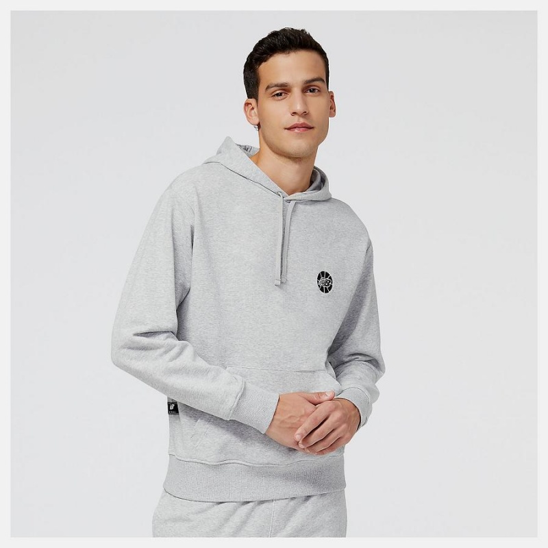 Sudadera con Capucha New Balance Hoops Fundamentals Hombre Gris | EC 1327RW