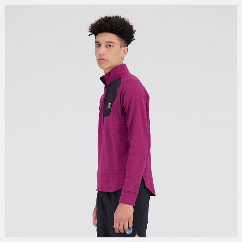 Sudadera con Capucha New Balance NYC Marathon Heat Grid Half Zip Hombre Moradas Claro | EC 1333PQ
