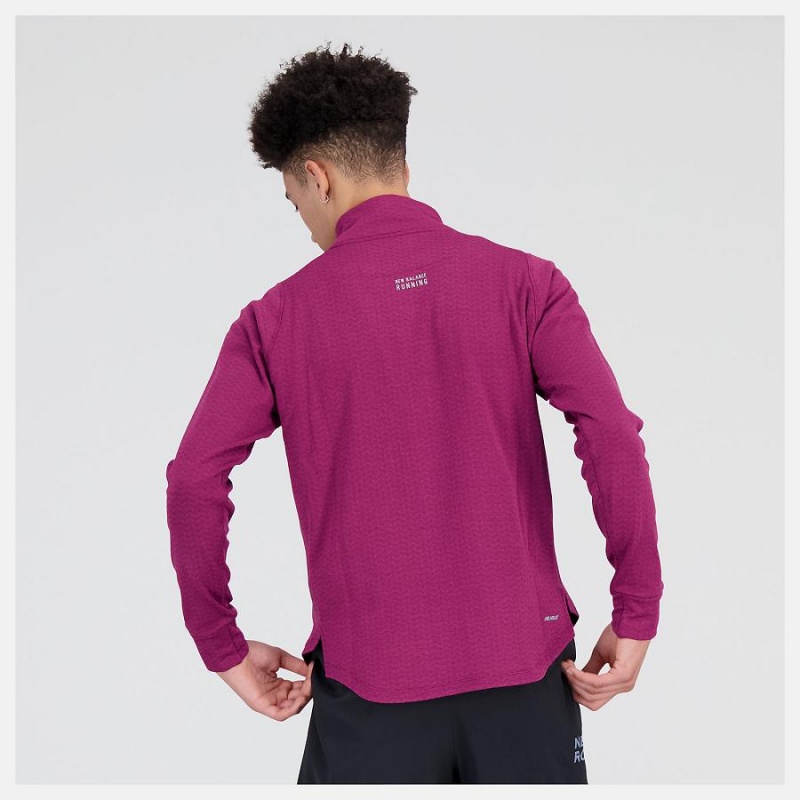 Sudadera con Capucha New Balance NYC Marathon Heat Grid Half Zip Hombre Moradas Claro | EC 1333PQ