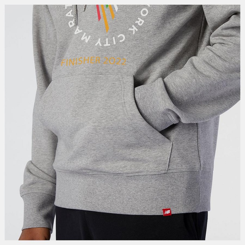 Sudadera con Capucha New Balance NYC Marathon Finisher Essentials Stacked Po Hombre Gris | EC 1332OR