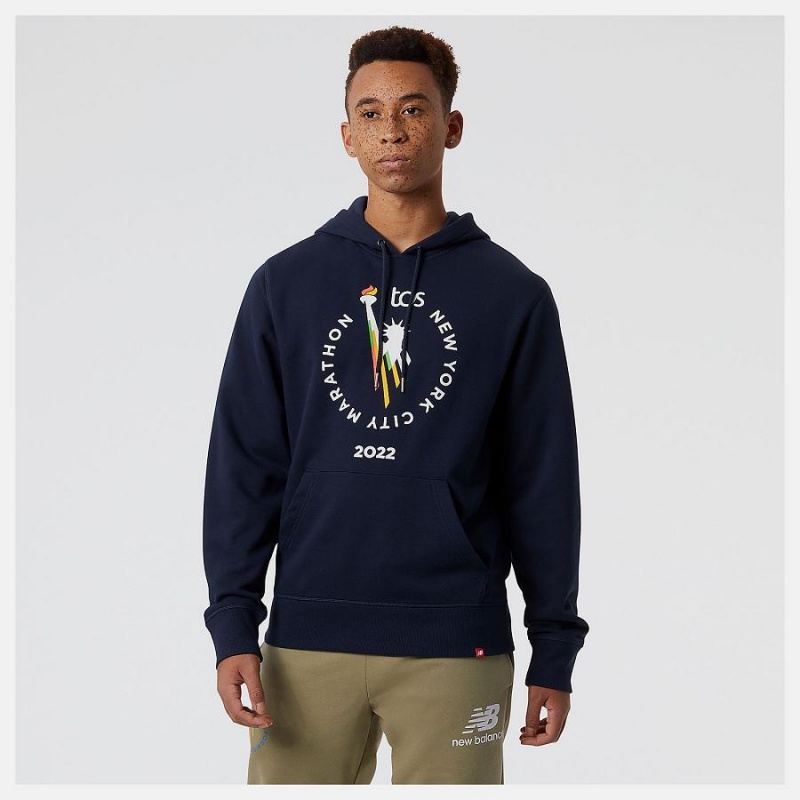 Sudadera con Capucha New Balance NYC Marathon Essentials Pullover Hombre Negras | EC 1330UT