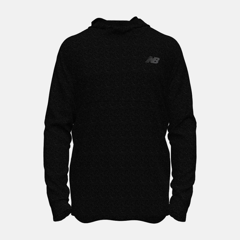 Sudadera con Capucha New Balance Tenacity Hooded 1/4 Zip Hombre Negras | EC 1341KI