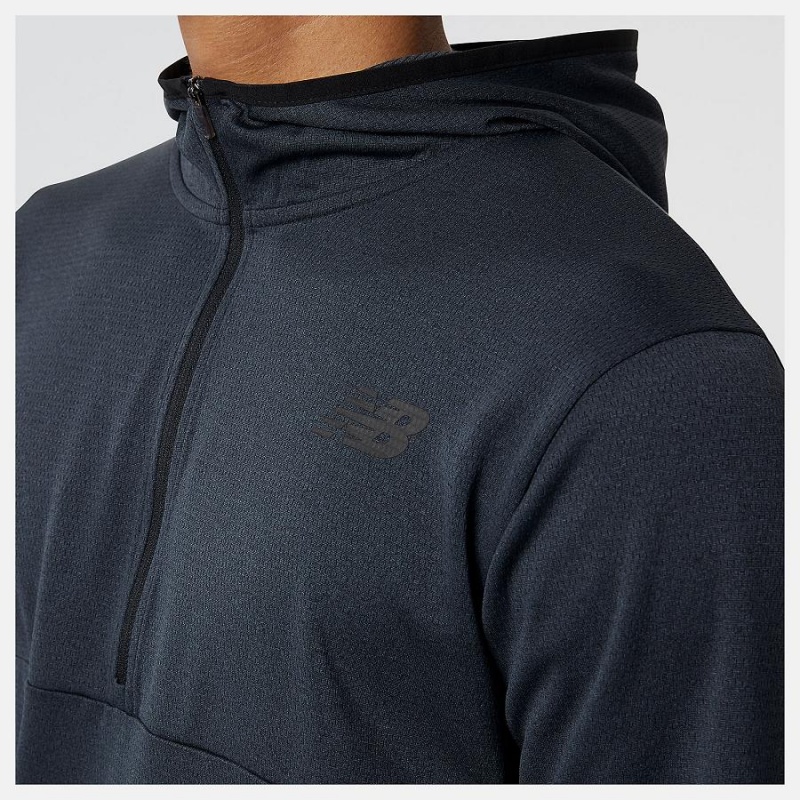 Sudadera con Capucha New Balance Tenacity Hooded 1/4 Zip Hombre Negras | EC 1341KI