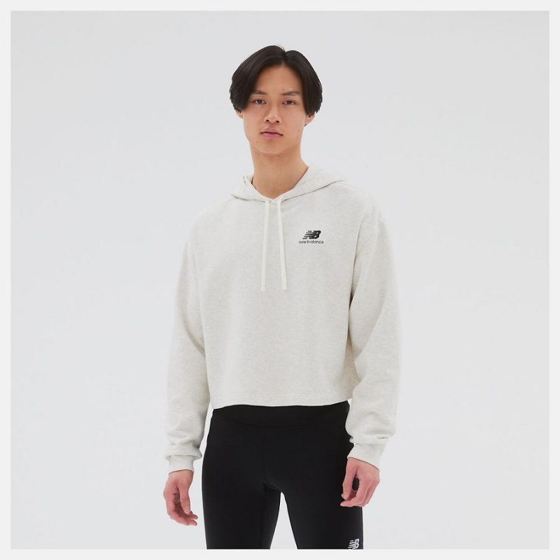 Sudadera con Capucha New Balance Uni-ssentials French Terry Crop Hombre Blancas | EC 1344XF