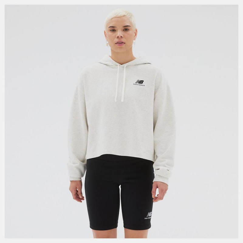 Sudadera con Capucha New Balance Uni-ssentials French Terry Crop Hombre Blancas | EC 1344XF