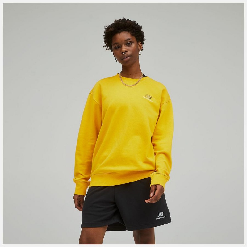 Sudadera con Capucha New Balance Uni-ssentials French Terry Crewneck Sweatshirt Hombre Amarillo | EC 1343ZG