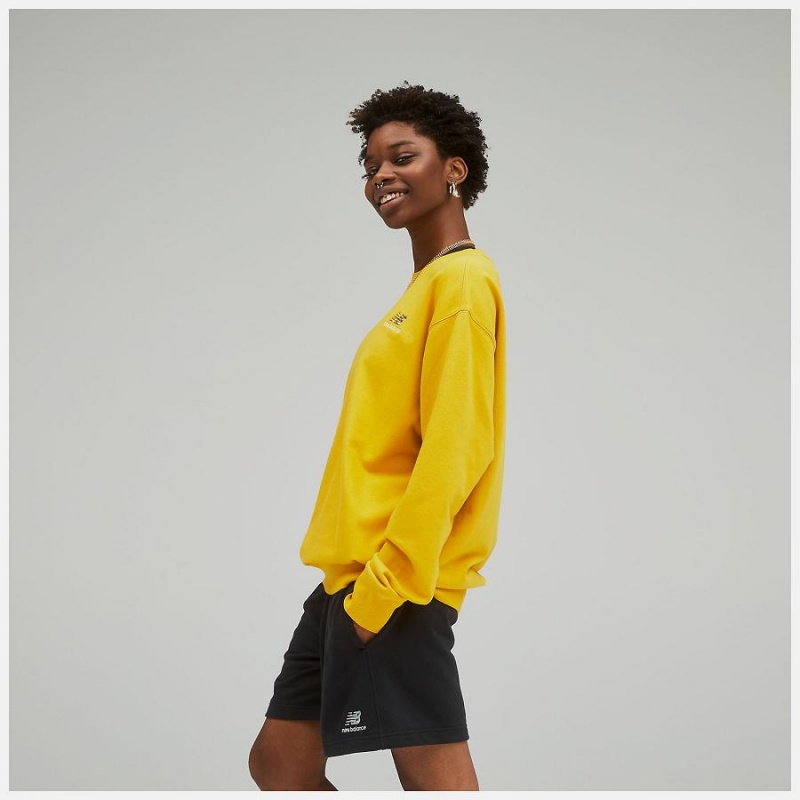 Sudadera con Capucha New Balance Uni-ssentials French Terry Crewneck Sweatshirt Hombre Amarillo | EC 1343ZG