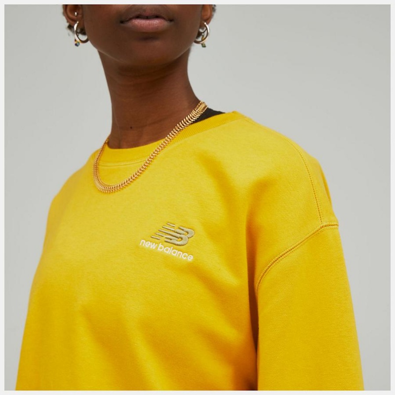 Sudadera con Capucha New Balance Uni-ssentials French Terry Crewneck Sweatshirt Hombre Amarillo | EC 1343ZG
