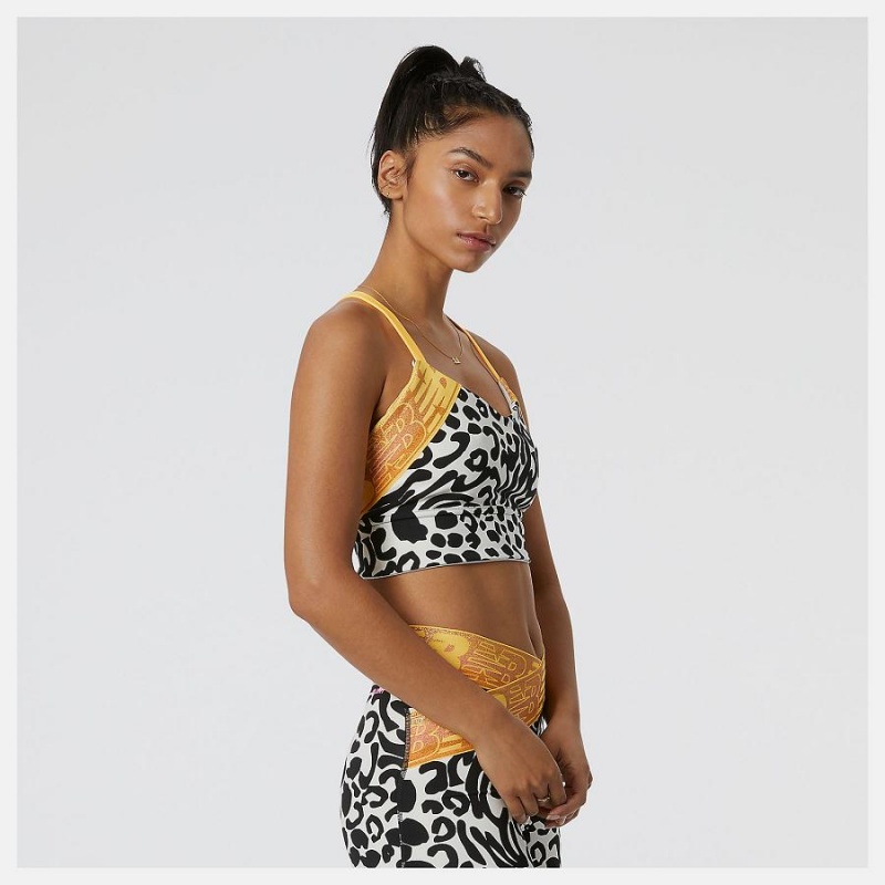 Sujetador Deportivo New Balance Relentless Printed Crop Mujer Negras Blancas | EC 2170GL