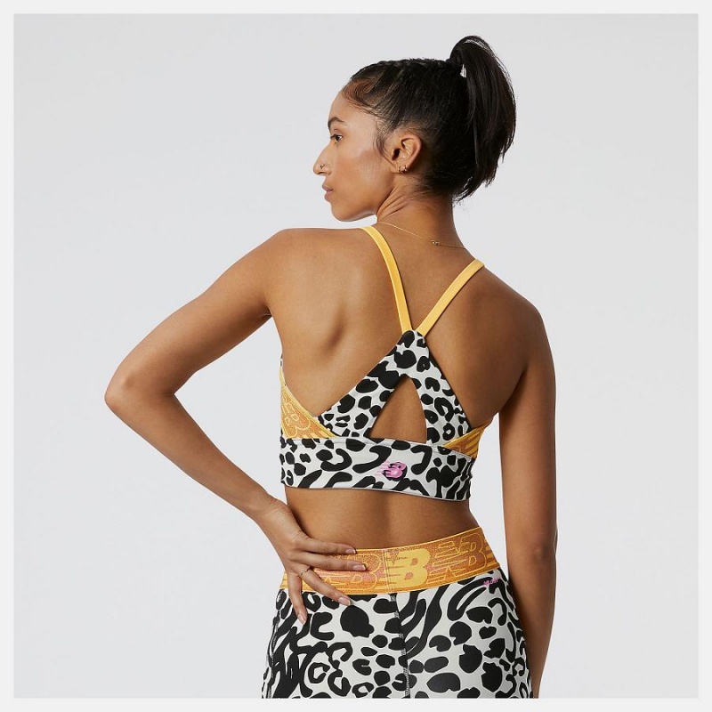 Sujetador Deportivo New Balance Relentless Printed Crop Mujer Negras Blancas | EC 2170GL