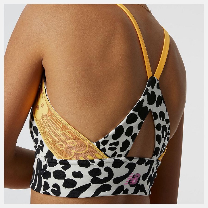 Sujetador Deportivo New Balance Relentless Printed Crop Mujer Negras Blancas | EC 2170GL