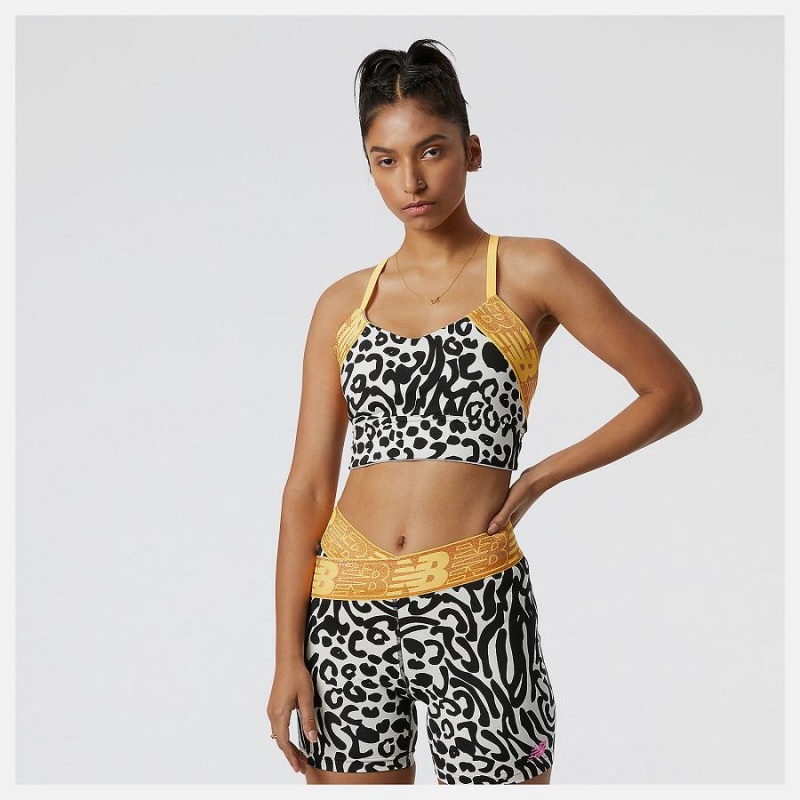 Sujetador Deportivo New Balance Relentless Printed Crop Mujer Negras Blancas | EC 2170GL