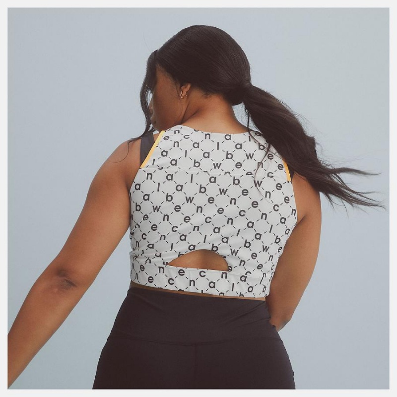 Sujetador Deportivo New Balance Shape Shield Printed Crop Mujer Blancas | EC 2173KI