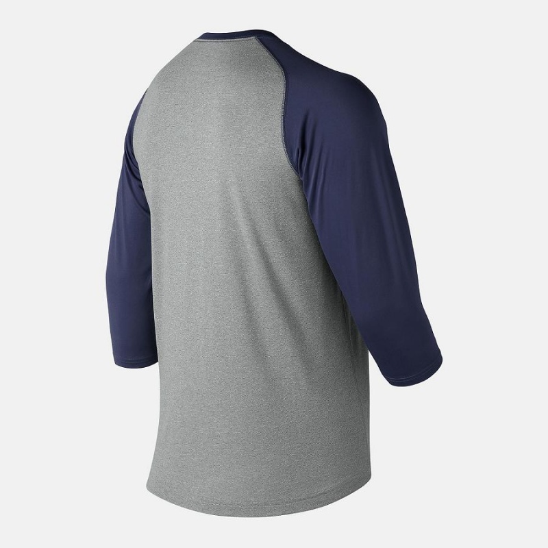 Tops New Balance 3/4 Baseball Raglan Hombre Gris Negras | EC 1464AP