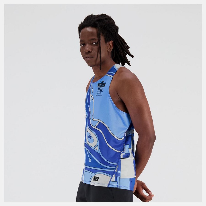 Tops New Balance 5th Avenue Mile Singlet Hombre Azules | EC 1530NB