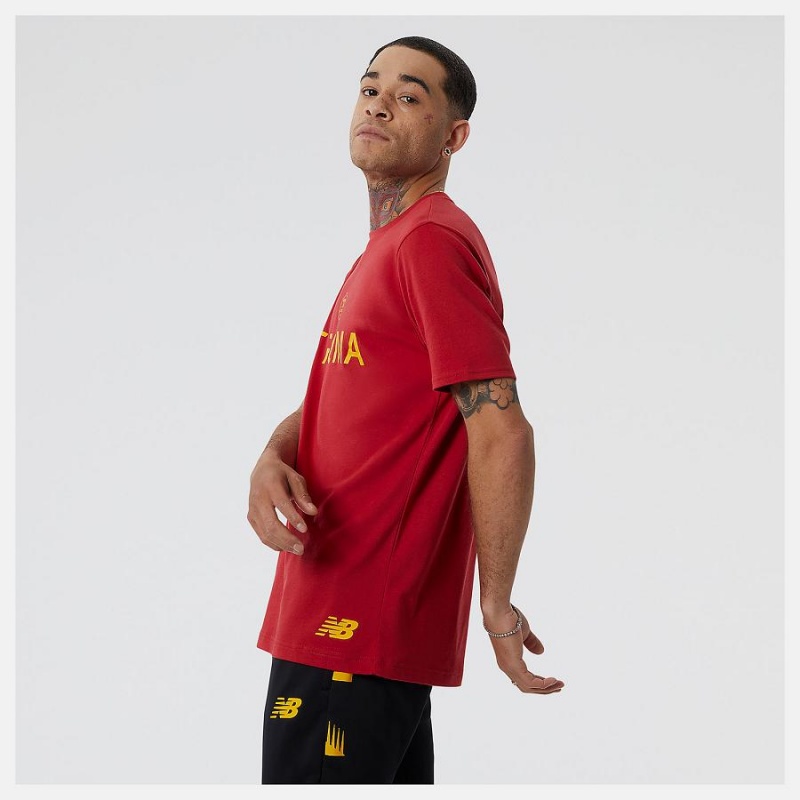 Tops New Balance AS Roma Estampadas Hombre Rojas | EC 1468GL