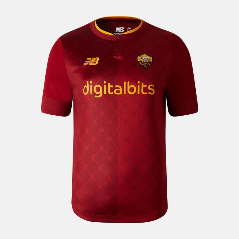 Tops New Balance AS Roma Home Sleeve Jersey Hombre Rojas | EC 1471KI