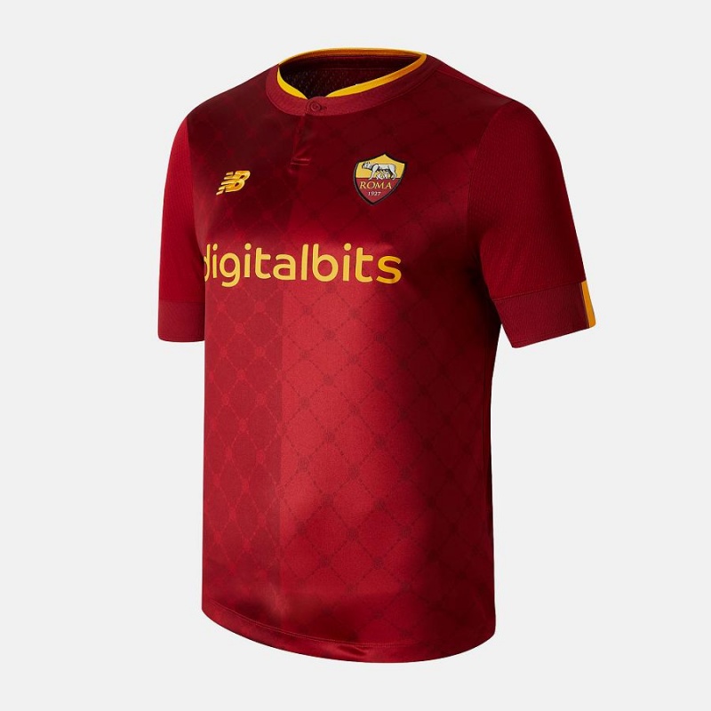 Tops New Balance AS Roma Home Sleeve Jersey Hombre Rojas | EC 1471KI