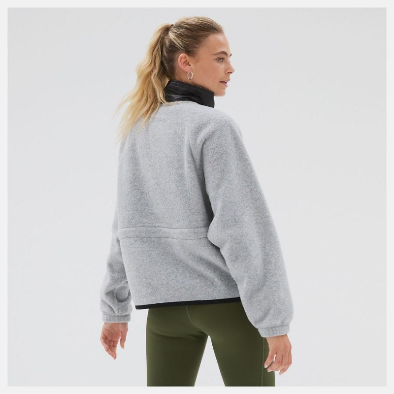 Tops New Balance AT Spinnex Fleece Layer Mujer Plateadas | EC 2178VD