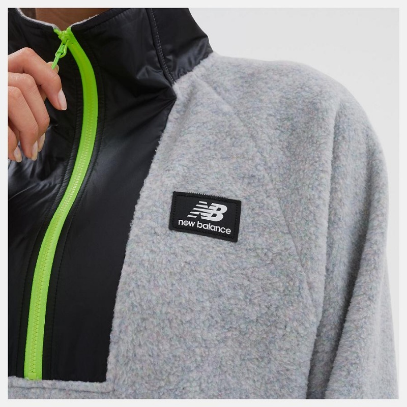 Tops New Balance AT Spinnex Fleece Layer Mujer Plateadas | EC 2178VD