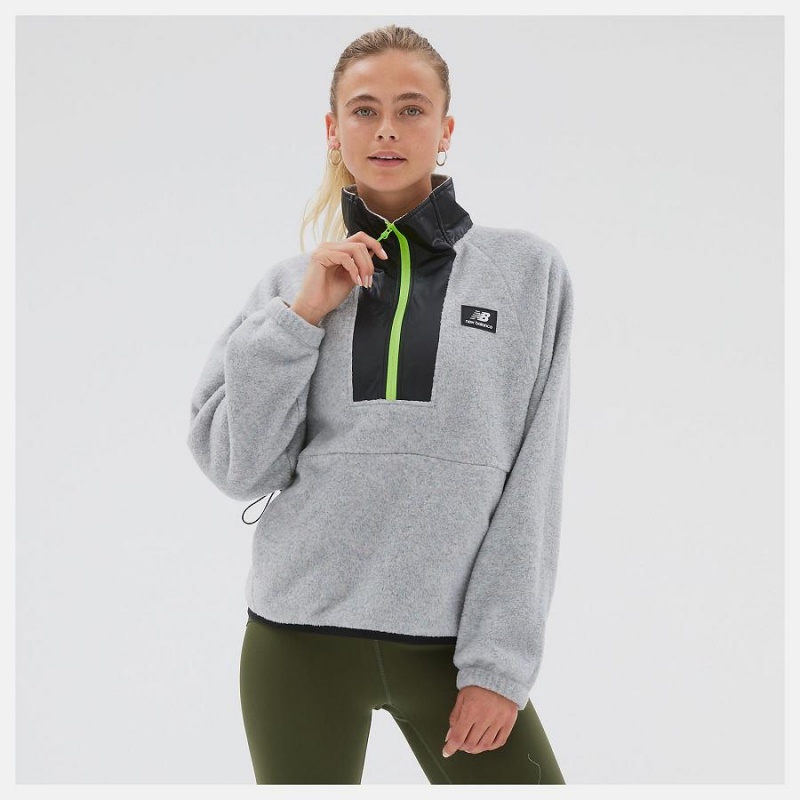 Tops New Balance AT Spinnex Fleece Layer Mujer Plateadas | EC 2178VD