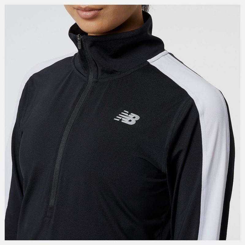 Tops New Balance Accelerate Half Zip Mujer Negras | EC 2174LH