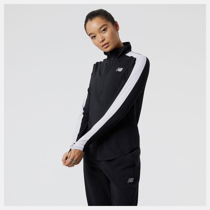 Tops New Balance Accelerate Half Zip Mujer Negras | EC 2174LH