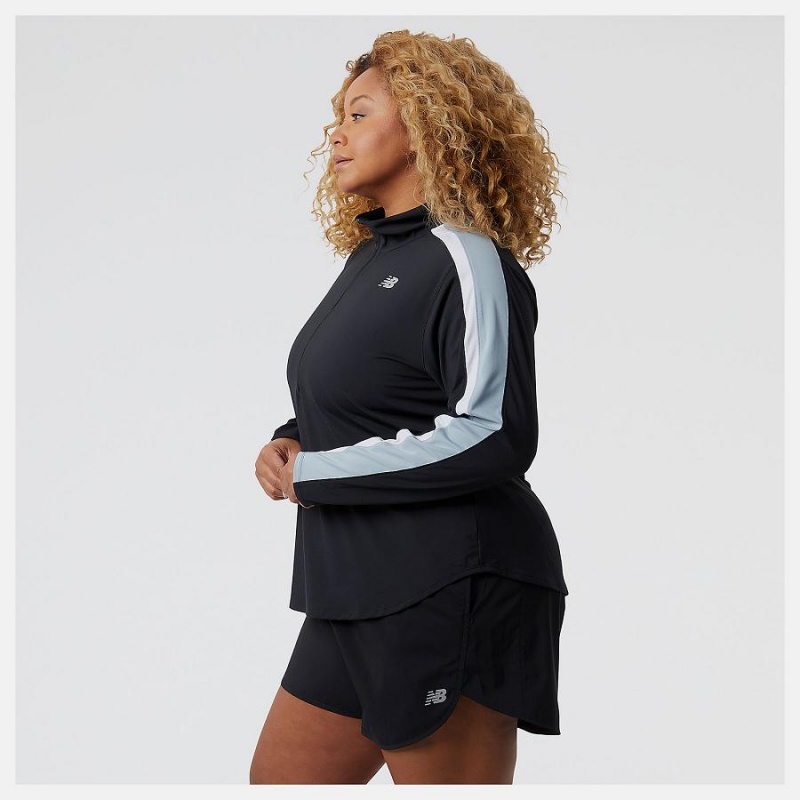 Tops New Balance Accelerate Half Zip Pullover Mujer Negras Azules | EC 2175ZG