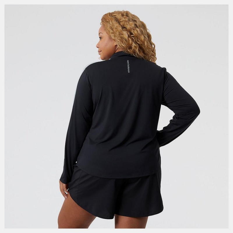 Tops New Balance Accelerate Half Zip Pullover Mujer Negras Azules | EC 2175ZG