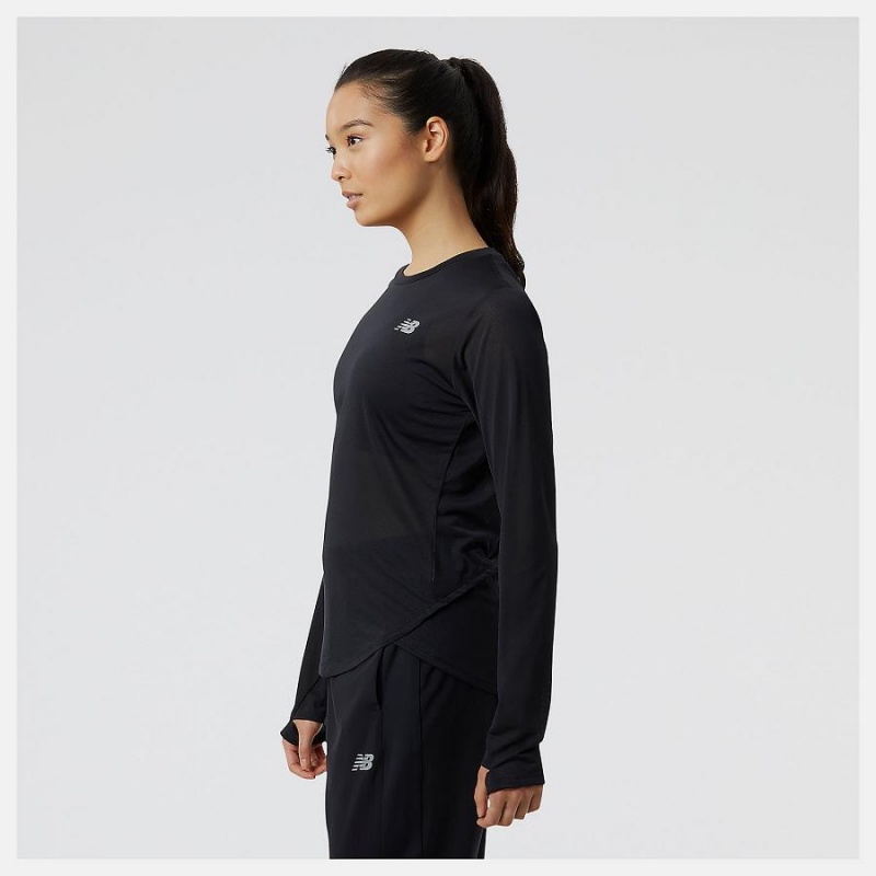 Tops New Balance Accelerate Long Sleeve Mujer Negras | EC 2176XF