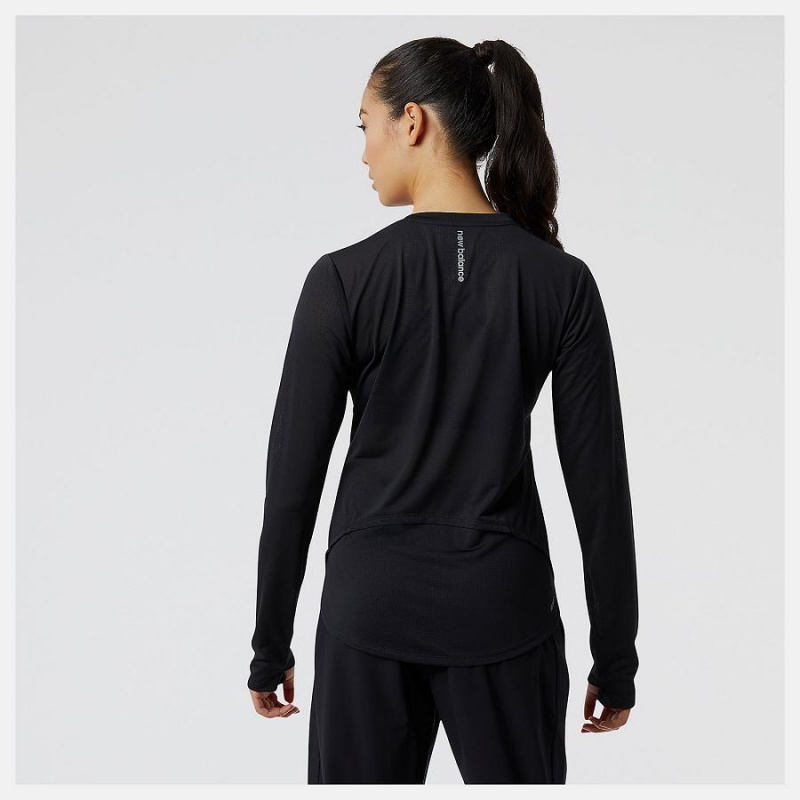 Tops New Balance Accelerate Long Sleeve Mujer Negras | EC 2176XF