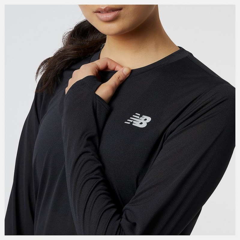 Tops New Balance Accelerate Long Sleeve Mujer Negras | EC 2176XF