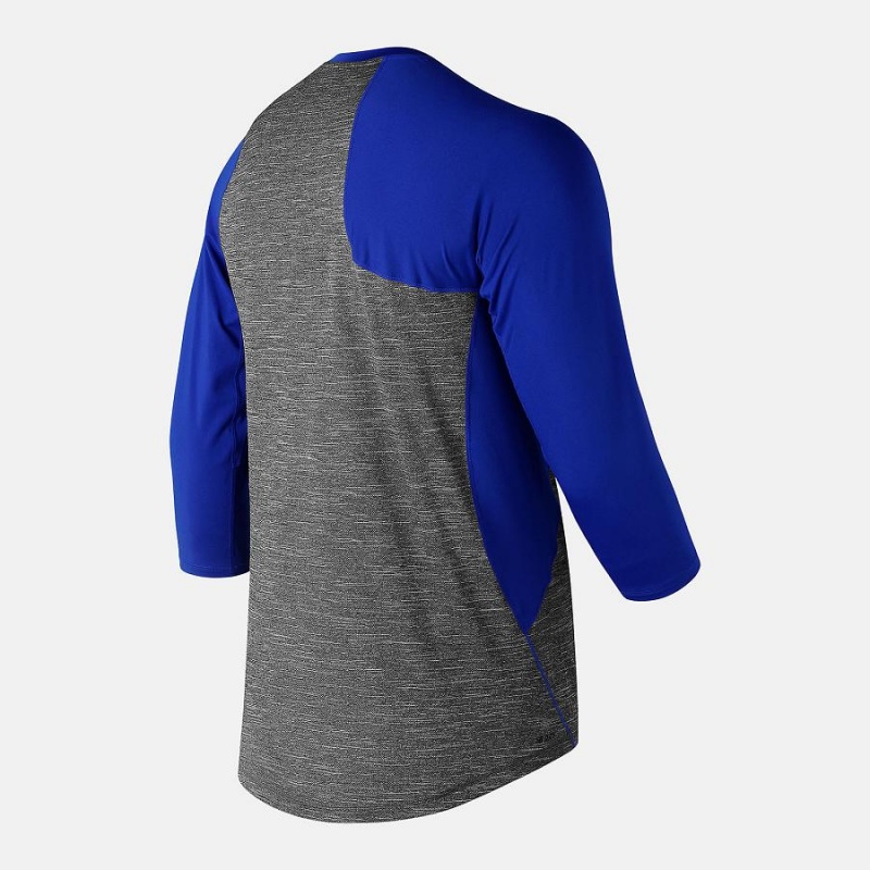 Tops New Balance Asym 2.0 Right 3/4 Sleeve Hombre Gris Azules | EC 1476VD