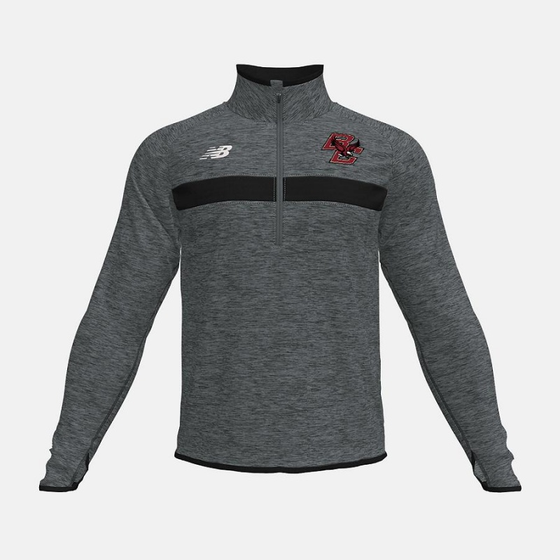 Tops New Balance Athletics Half Zip(Boston College) Hombre Gris Oscuro | EC 1480QZ