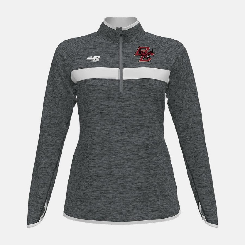 Tops New Balance Athletics Half Zip (Boston College) Mujer Gris | EC 2179BC