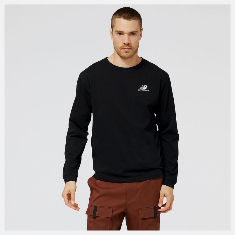 Tops New Balance Athletics Legacies Estampadas Collage Long Sleeve Hombre Negras | EC 1484TV