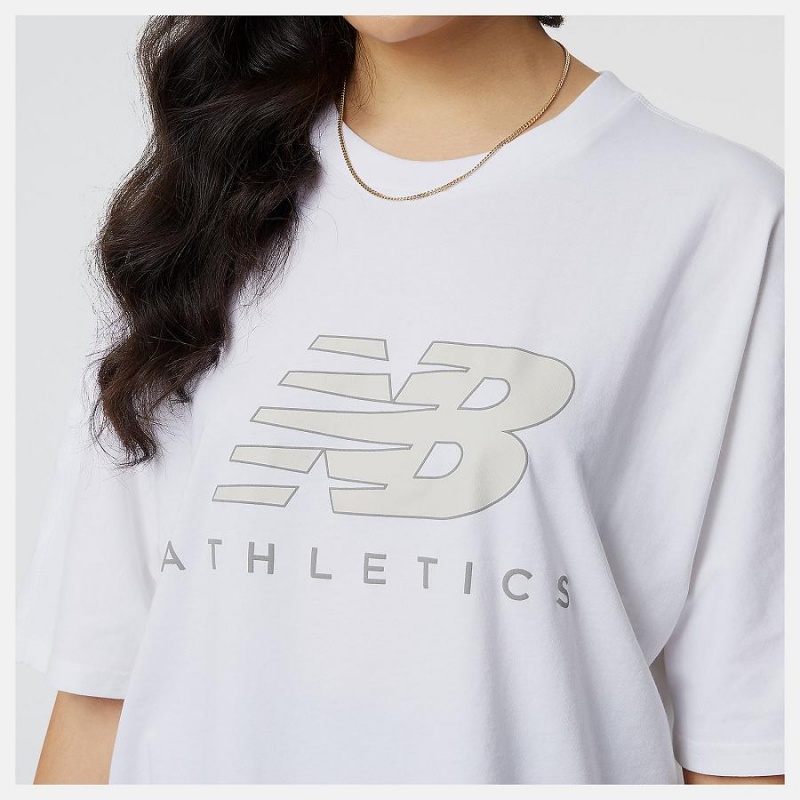 Tops New Balance Athletics Oversized Mujer Blancas | EC 2181MA