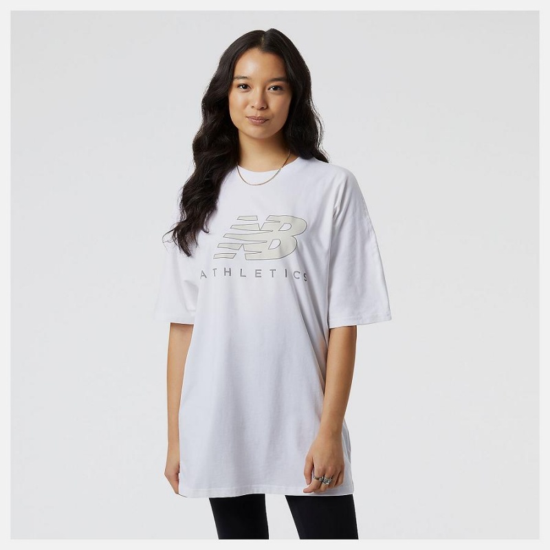 Tops New Balance Athletics Oversized Mujer Blancas | EC 2181MA