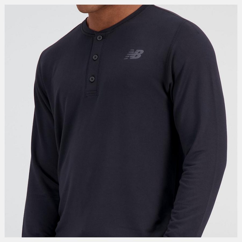 Tops New Balance Baseball Henley Hombre Negras | EC 1492DN