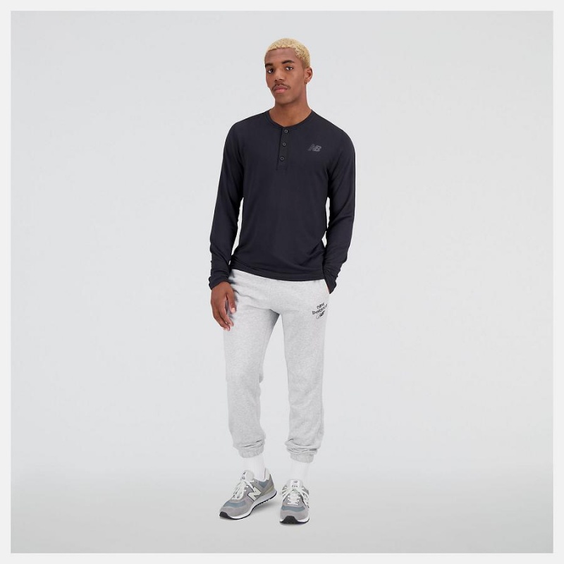 Tops New Balance Baseball Henley Hombre Negras | EC 1492DN