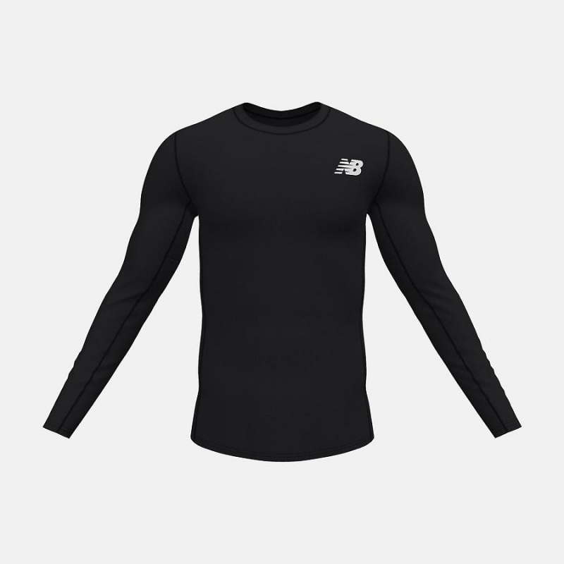 Tops New Balance Baselayer Long Sleeve Hombre Negras | EC 1495HK