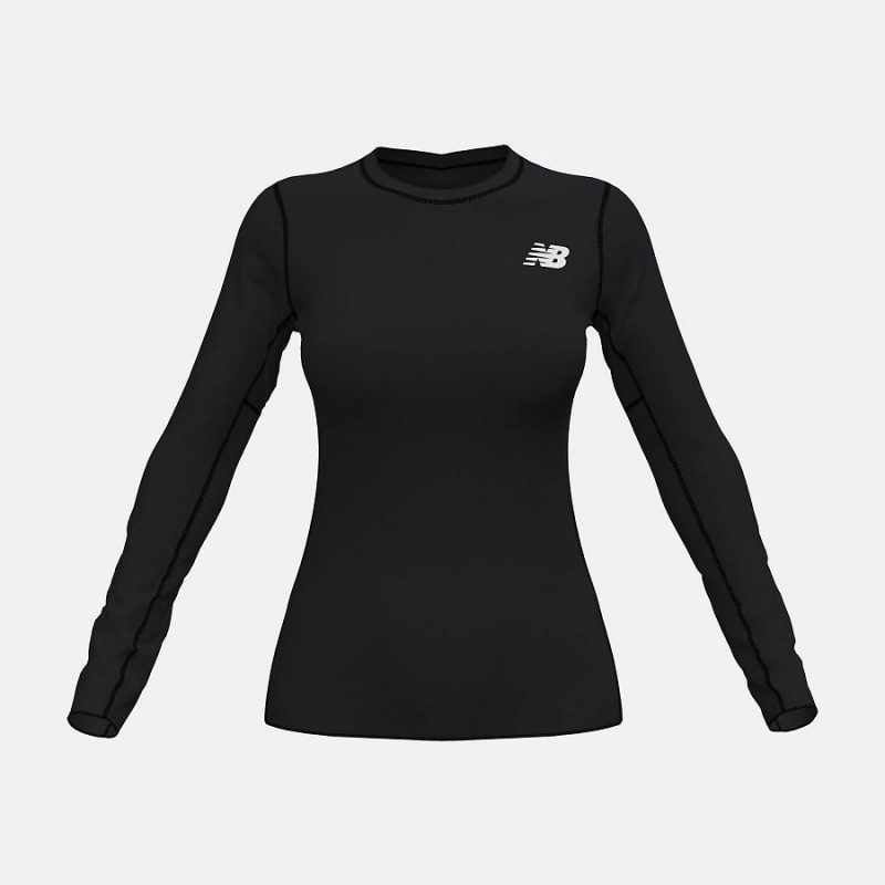 Tops New Balance Baselayer Long Sleeve Mujer Negras | EC 2258NB