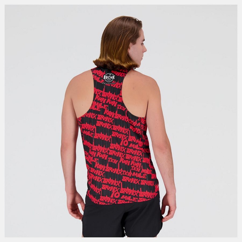 Tops New Balance Bronx 10 Mile Singlet Hombre Rojas Negras | EC 1532QZ