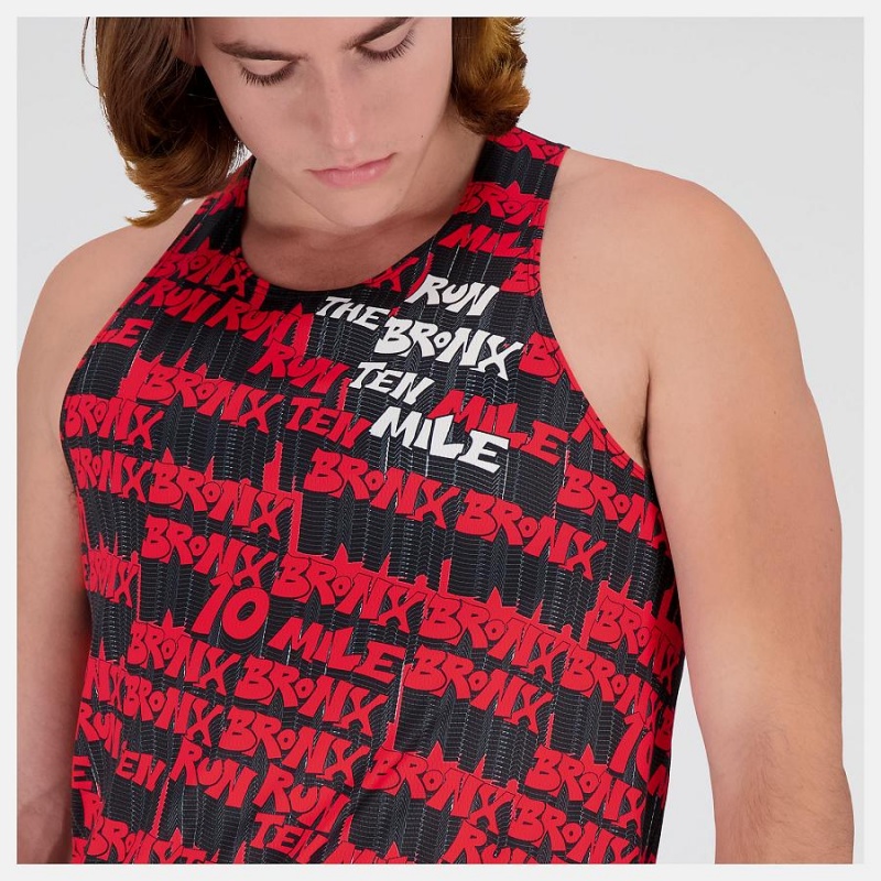 Tops New Balance Bronx 10 Mile Singlet Hombre Rojas Negras | EC 1532QZ