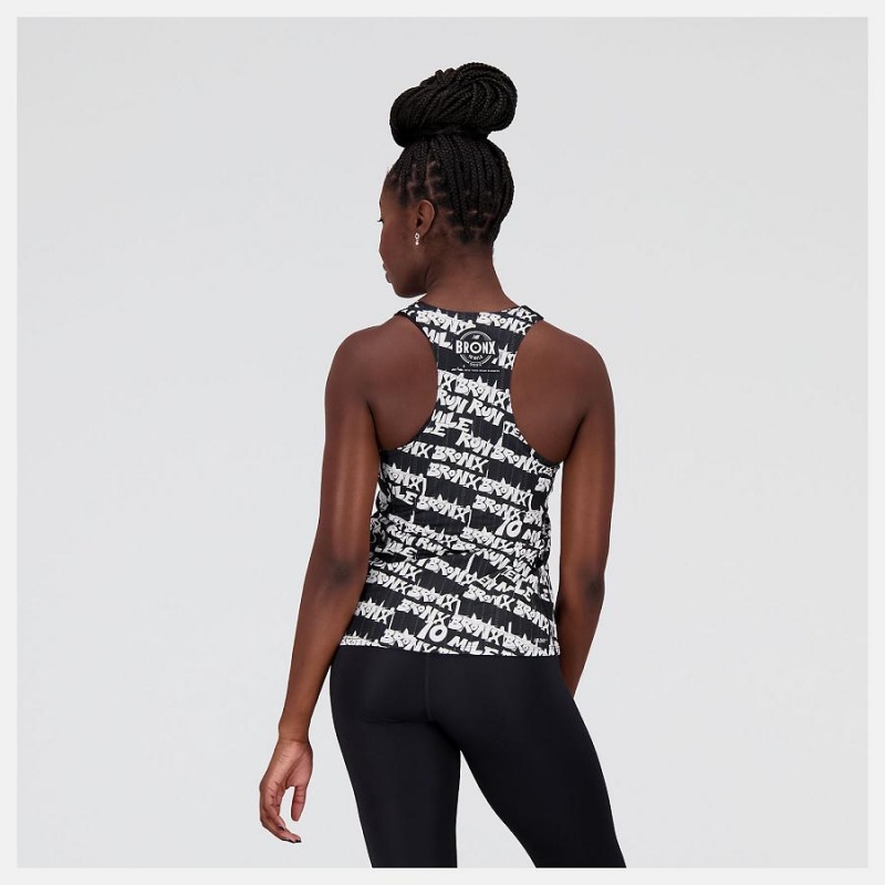 Tops New Balance Bronx 10 Mile Singlet Mujer Blancas Negras | EC 2199KI